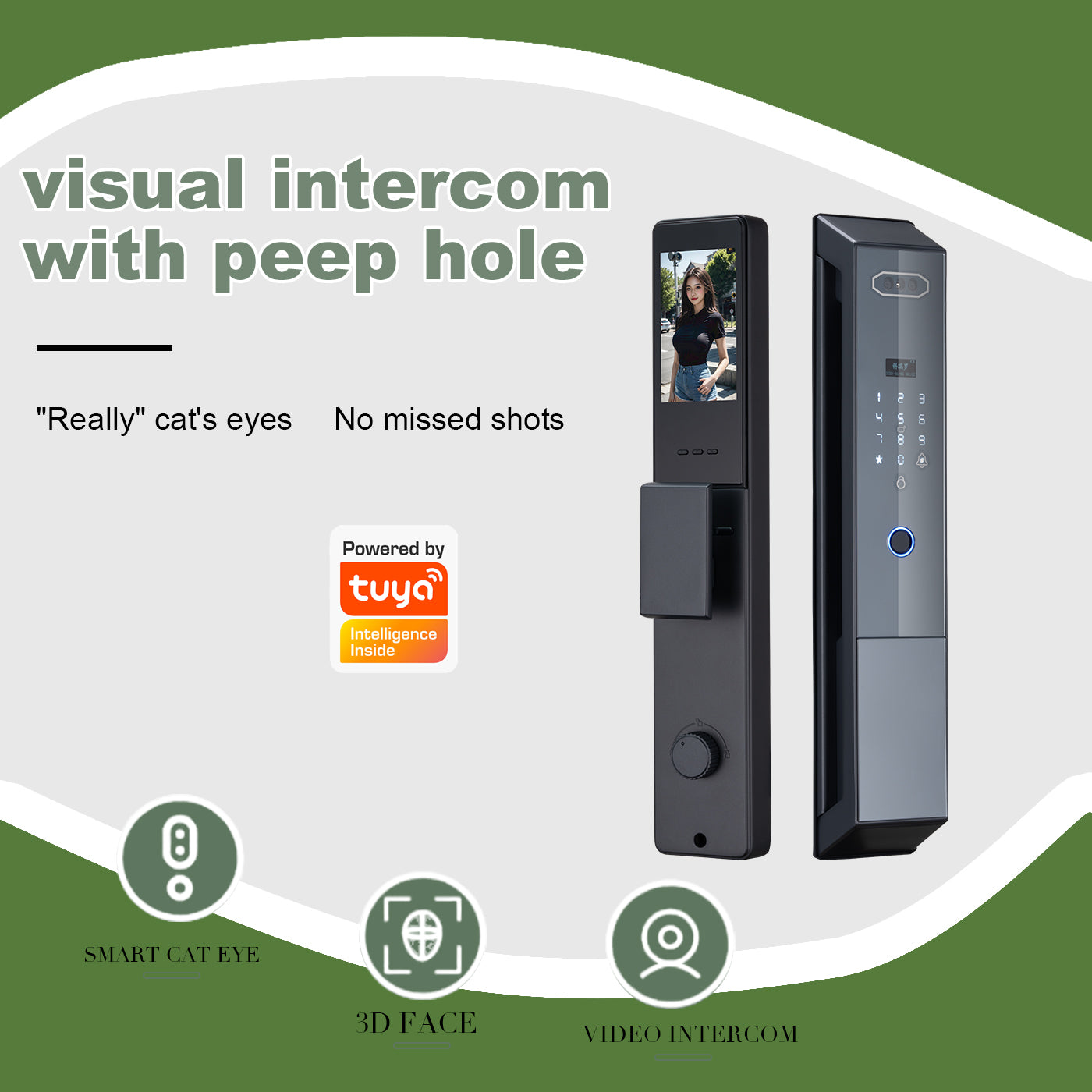 Fully automatic anti-theft graffiti 3D facial intelligent lock WiFi facial recognition camera visual intercom fingerprint lock