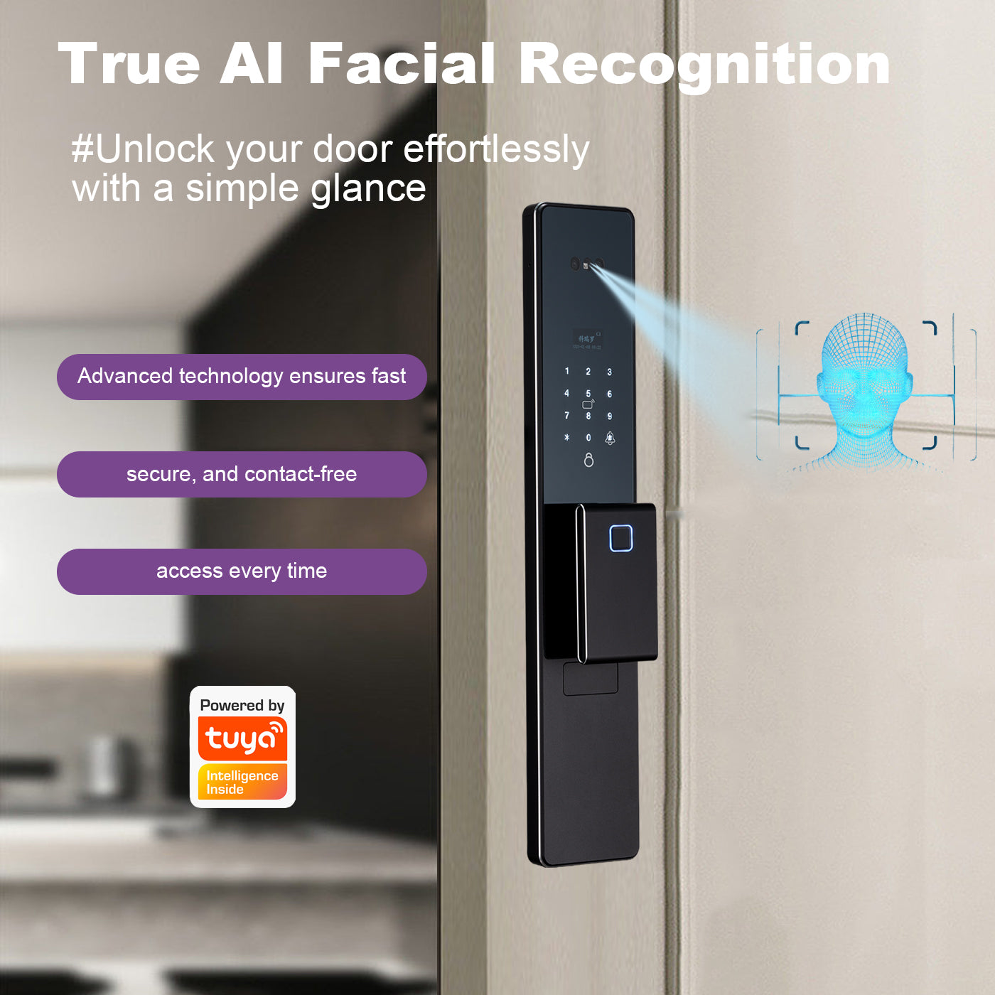 Palm vein 3D face recognition smart door lock with camera Tuya WiFi biometric door smart digital lock